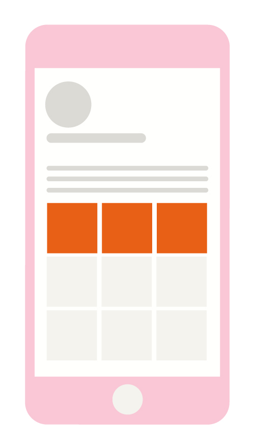 Simple graphic of a phone showing an Instagram profile
